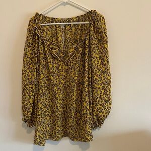 Max Studio Yellow and Purple Floral Blouse